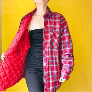90s Red & Blue Flannel Button Up Vtg Vintage 1990s